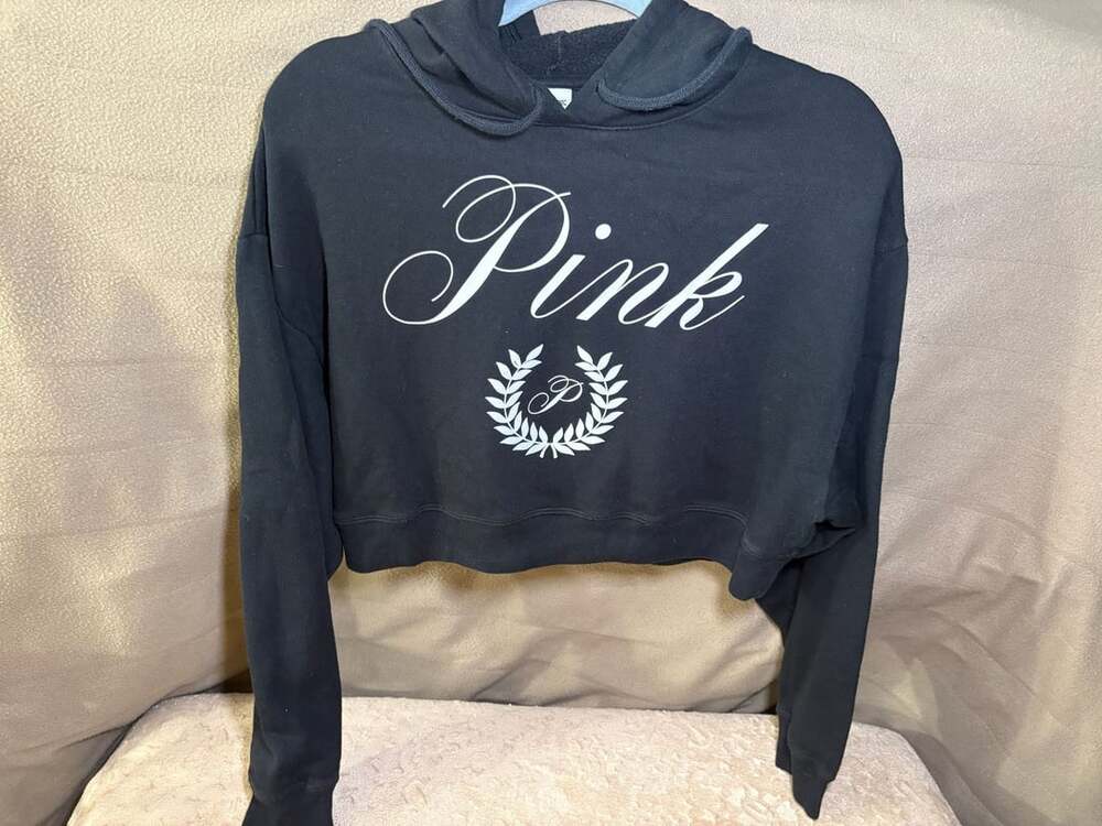 PINK Victoria's Secret Cropped Hoodie Size M Black